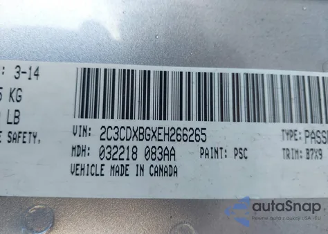 2014 Dodge Charger Se z USA, uszkodzony, nr VIN 2C3CDXBGXEH266265